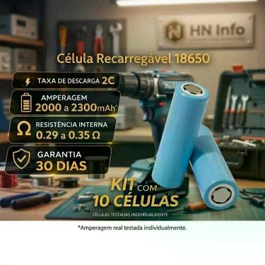 Imagem de 5 Células 18650 de 3,7 volts de 2200 MAH reparo Aspirador Parafusadeir