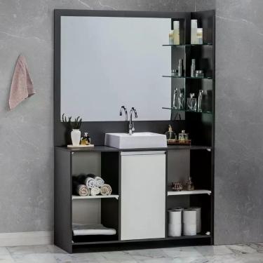 Imagem de Gabinete Espelheira 120cm Plena Grandelite Cinza/Chumbo/Branco - Eco M