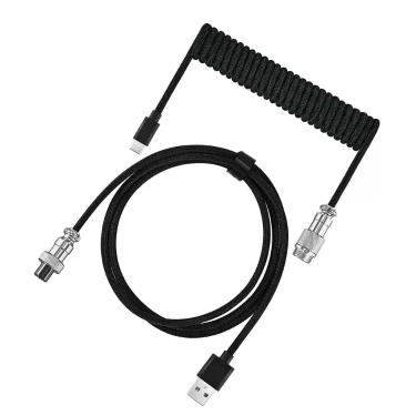 Imagem de Cabo Aviador Enrolado Usb-C 3M Para Teclado Mecânico Preto - Pluscable