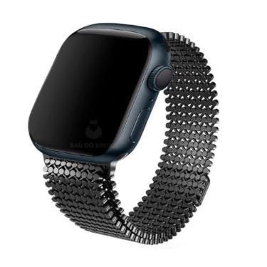 Imagem de Pulseira Dots Aço Magnética Imantada Compatível com Apple Watch 41mm 40mm 38mm 42mm 44mm 45mm 49mm (38/40/41mm, Preto)