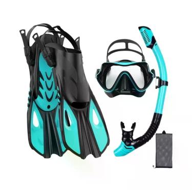 Imagem de Conjunto De Máscara De Snorkel Ajustável Para Adultos E Nadadeiras Com