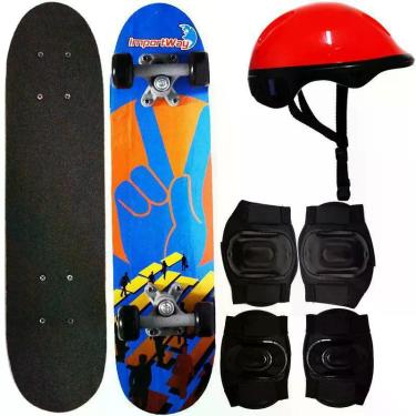 Imagem de Kit Skate Infantil 24 Completo + Acessórios Capacete Masculino Feminin