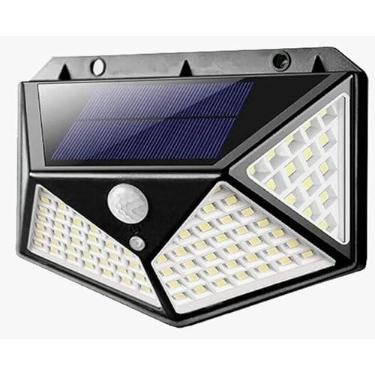 Imagem de Refletor Solar 100 LEDs com Placa Fotovoltaica e Sensor Fotocélula para Parede Jardim Piscina Escada