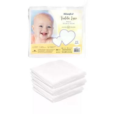 Imagem de Fralda Pinte E Borde Branca 100% Algodão 70x70 Kit Com 15 Unidades - I