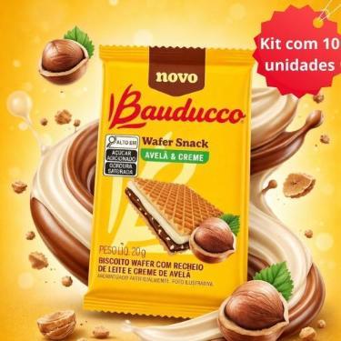 Imagem de Kit 10 Wafer Snack Avelã 20g Bauducco  Biscoito Wafer Crocante com Rec