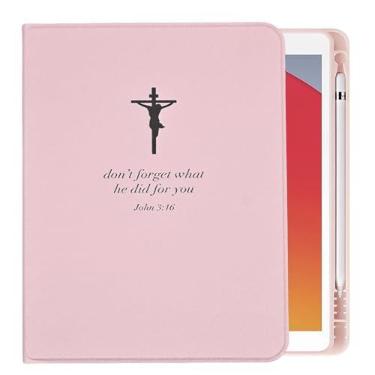 Imagem de Capa para iPad 9ª/8ª/7ª geração, 10,2 polegadas, 2021/2020/2019, capa traseira de poliuretano termoplástico macio, suporte multiangular, ativação automática e hibernação, Bible John 3:16