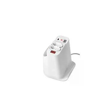 Imagem de Extensão Elétrica de Mesa OCTOO, com 2 Tomadas, USB e USB-C, Apoio para Celular e Porta Objetos, Branco - 10072