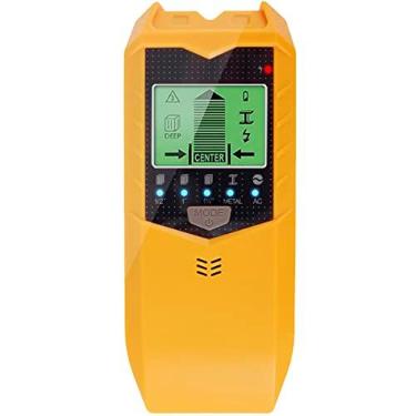 Imagem de Scanner de parede com localizador de pinos, sensor eletrônico 5 em 1, detector de metal, detector de parede, detector de madeira com visor LCD e alarme de áudio para detecção de fio CA (amarelo)