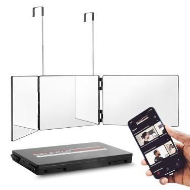 Imagem de SELF-CUT SYSTEM Versão de viagem – Espelho de três vias para auto-corte de cabelo com ganchos telescópicos ajustáveis de altura e aplicativo móvel educacional gratuito