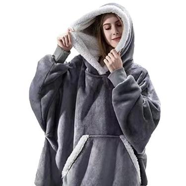 Imagem de Pijama feminino de flanela com capuz pijama de flanela com capuz pijama de botão com bolsos plus size grande, rosa, tamanho único