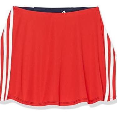 Imagem de adidas Saia de tênis para meninas, 3 listras, de malha com babado, vermelho vivo, 4T, Vermelho vívido, 4 Anos
