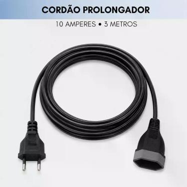 Imagem de Cordão Prolongador Bipolar Preto 3 Metros 10 Amperes Force Line