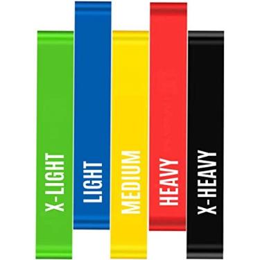Imagem de Kit 5 Faixas Elásticas Elásticos Alongamento Pilates Yoga Exercícios Condicionamento Físico Yoga Saúde Relaxamento Academia Músculos Personal Trainer Thera Band Fitness Mini Bands