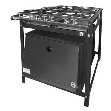 Imagem de Fogão Industrial 4 Bocas 2 Simples A Gás Baixa Pressão Mr Fogões Com Forno E Grelhas De Aço P5