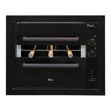 Imagem de Churrasqueira a Gás Embutir com Forno Fischer Ranch 3 Espetos Easyclean Esmaltado Preto Bivolt