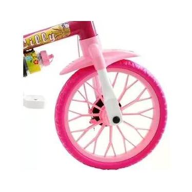 Imagem de Bicicleta Infantil Flower Lilly Aro 12 Freio Simples com Rodinhas Rosa 12