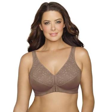 Imagem de Exquisite Form 5100565 Sutiã totalmente de renda sem fio para costas e postura com fecho frontal, Nogueira, 40C