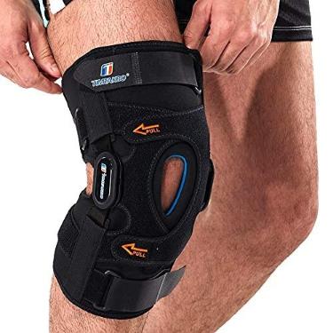 Imagem de Joelheira articulada, suporte de gel para patela com estabilizadores laterais duplos removíveis, suporte de joelho para rasgos de menisco, alivia ACL, artrite, Preto, XL fit Upper 24-26.4"/Lower 21.5-23.8"