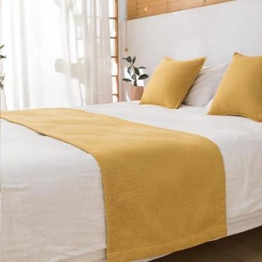 Imagem de Cachecol de corredor de cama de hotel, simples, moderno, decoração de cama, cor sólida, sem desbotamento, proteção para quarto de casa de família, toalha de cama fácil de cuidar, para solteiro, queen