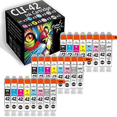 Imagem de Pacote com 24 cartuchos de tinta compatíveis com ColorPrint CLI-42 para CLI 42 CLI42, funciona com impressora PIXMA Pro-100S Pro-100 Pro100 Pro100S (3 conjuntos)