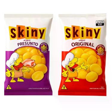Imagem de Kit 100 Salgadinhos Skiny Presunto e Natural de Milho de 35g