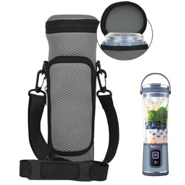 Imagem de NUENSS-ROR Bolsa De Transporte Para Liquidificador Portátil Com Tampa Ninja Bc151 Blast, Capa Viagem Isolamento, Alça Transversal Ajustável E Bolso Acessórios (Cinza)