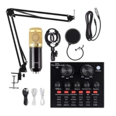 Imagem de Kit Microfone Condensador BM800 C/ Mesa V8 e Adaptador de Áudio