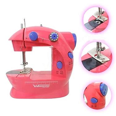 Imagem de Mini Maquina Rosa De Costura Elétrica Portátil Bivolt