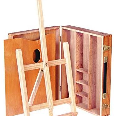 Imagem de Trident - Estojo e Cavalete para pintura 2 em 1 (mod. 12503) | Cavalete de mesa para telas de até 60cm e estojo com divisões internas e paleta