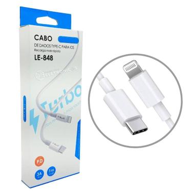 Imagem de Cabo de Dados Lightning x USB-C Carregamento Turbo 5V/3A 1M LE848 - IT