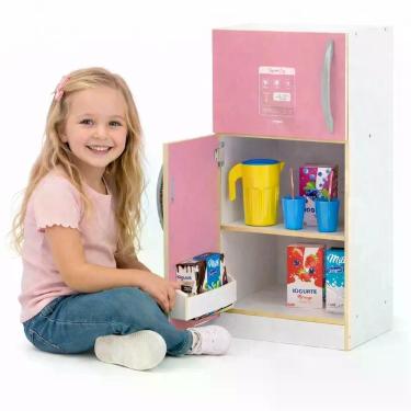 Imagem de Geladeira Infantil Duplex Rosa MDF com Freezer e Acessórios - Junges