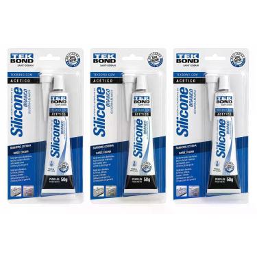 Imagem de Kit 3 Cola Silicone Acético Branco Bisnaga Blister 50g Tekbond