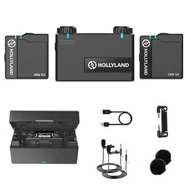 Imagem de Hollyland Sistema de microfone duplo sem fio Lark 150, transmissão digital sem fio de 2,4 GHz com capa de carregamento