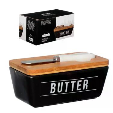 Imagem de Manteigueira de porcelana manhattan preta 400ml - haüskraft