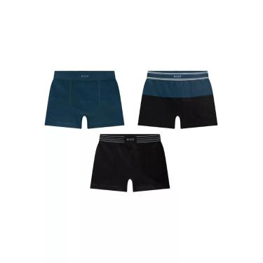 Imagem de Kit 3 Cuecas Infantil Menino Boxer Sem Costura Kyly, Preto, Azul cassi