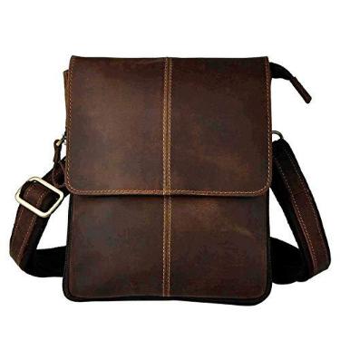 Imagem de Le'aokuu Pochete masculina de couro legítimo, bolsa de ombro transversal, Marrom escuro 2, P