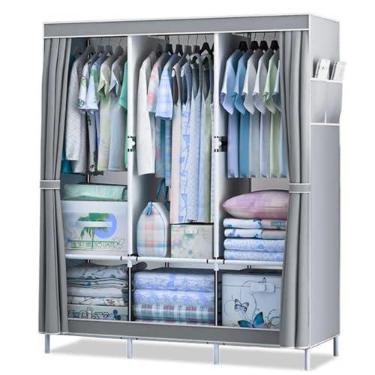 Imagem de Guarda Roupa Dobrável Armário Organizador de Roupas Camiseta Calça 3 Portas Multiuso