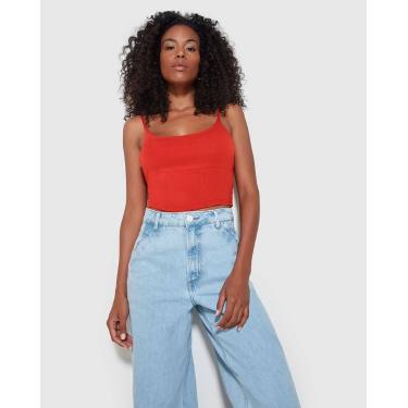 Imagem de Blusa Cropped Feminina Decote Redondo Em Malha Algodão - ENFIM, Vermel