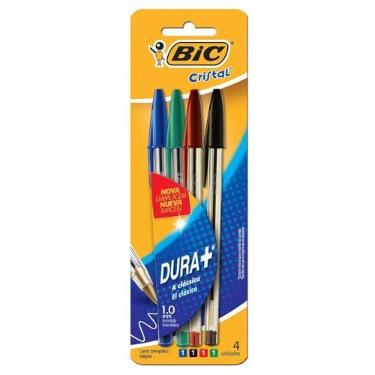 Imagem de BIC, Caneta Esferográfica Escrita Média, Cristal Dura+, 4 Cores