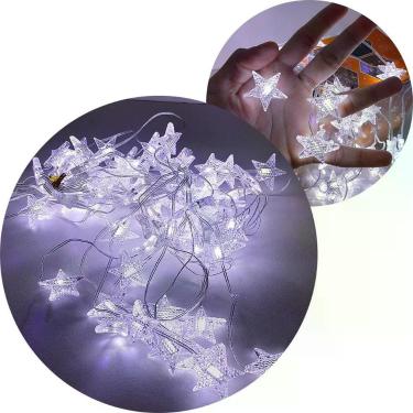 Imagem de Pisca Cortina Natalino Estrelinhas Enfeite para Decoração com 80 LED 3x1m Bivolt Branco