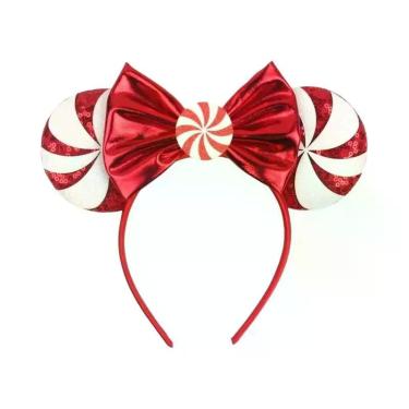 Imagem de Tiara De Natal Feminina Com Orelhas De Rato E Flocos De Neve, Laço De 