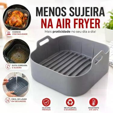 Imagem de Forma de Silicone Quadrada C/Alça Forma 20x20cm para Air Fryer Lavável