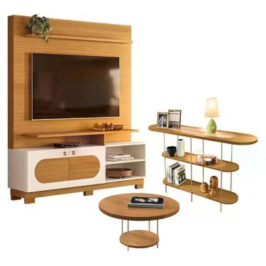 Imagem de Estante Home Theater Axis Cinamomo Off White com Mesa de Centro Sky e 