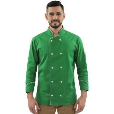 Imagem de Dólmã Para Chef De Cozinha 100% Algodão Unissex Cor Verde Vegano Gambu