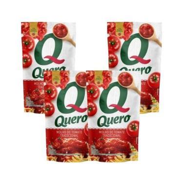 Imagem de Molho de Tomate Tradicional Quero 240g Sachê Kit 4 Unidades