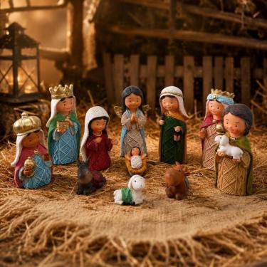 Imagem de Presépio Infantil 11 Peças Resina Premium 15cm Decoração Natal - Irace