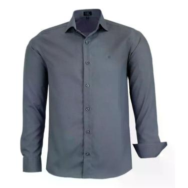 Imagem de Camisa Social Masculina Manga Longa Lbl Não Amassa 3015 - Amil, Chumbo