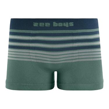 Imagem de Cueca Boxer Infantil sem Costura Listras Verde - Zee Rucci, GG