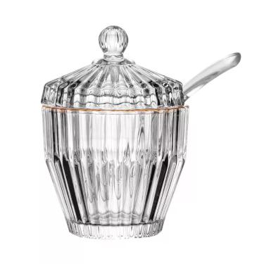 Imagem de Açucareiro 11cm de cristal com fio dourado com colher Imperatriz Wolff