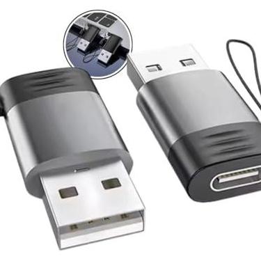 Imagem de KIT duplo de Adaptador USB Tipo-C para USB Tipo A Carregamento Rápido 30W, Compatível com iPhone, Android, Power Bank, Carros e OTG, Transferência de Dados, Premium